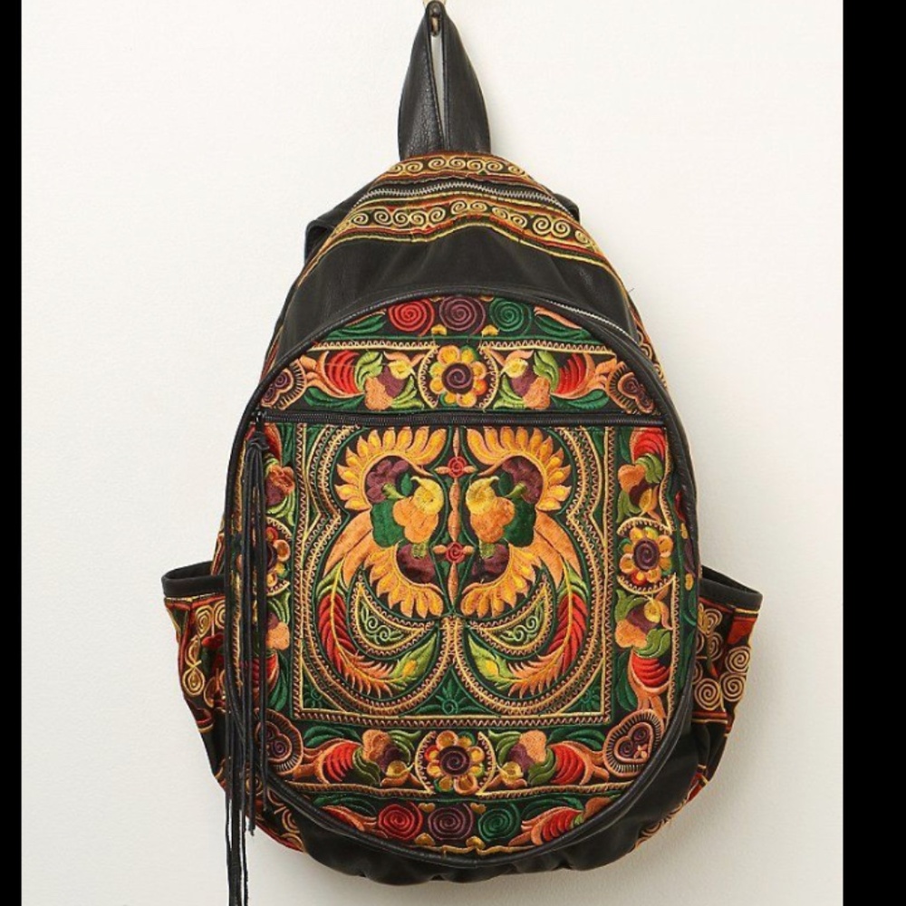 Sabrina Tach Faux Leather Tapestry Backpack